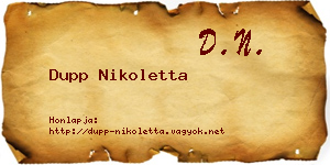 Dupp Nikoletta névjegykártya
